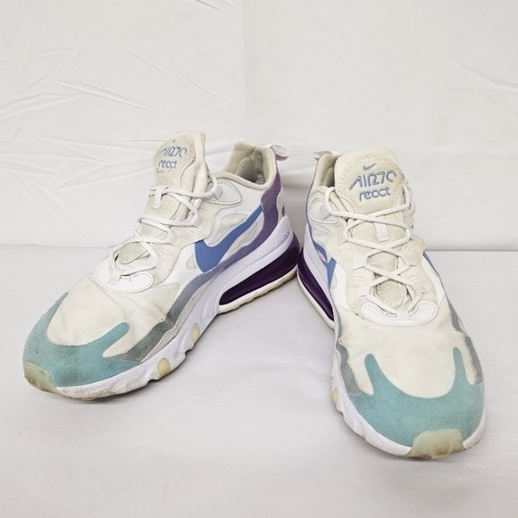 Nike Air Max 270 React Sneakers - White, Blue, Purple - Picture 3 of 12